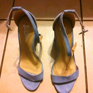 Women's Blue Open Toe Strap High Heel Shoes